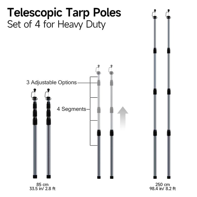 SAN LIKE SANLIKE Tent Poles for Tarp, 98 in Tarp Poles Set of 2, Tent Poles Replacement, Telescoping Pole, Canopy Poles, Camping Poles for Rooftop Tents, Trekking Pole Tent for Rain Fly, Camper, Awning â€“ Gray - Image 3